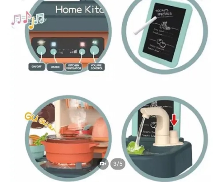 Cocinita Infantil De Juguete Niños Niñas Accesorios Agua Luz