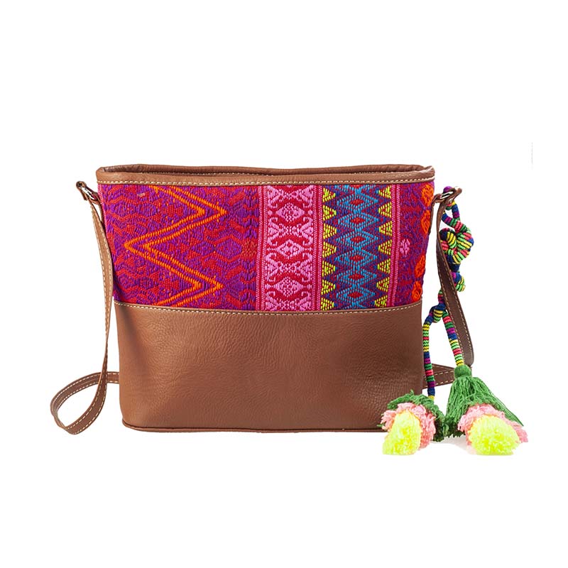 Bolsod Crossbody AngeLozano de piel sintética con Telar Artesanal Étnico varios colores Modelo Lupita