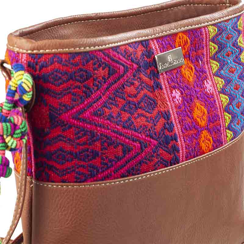 Bolsod Crossbody AngeLozano de piel sintética con Telar Artesanal Étnico varios colores Modelo Lupita
