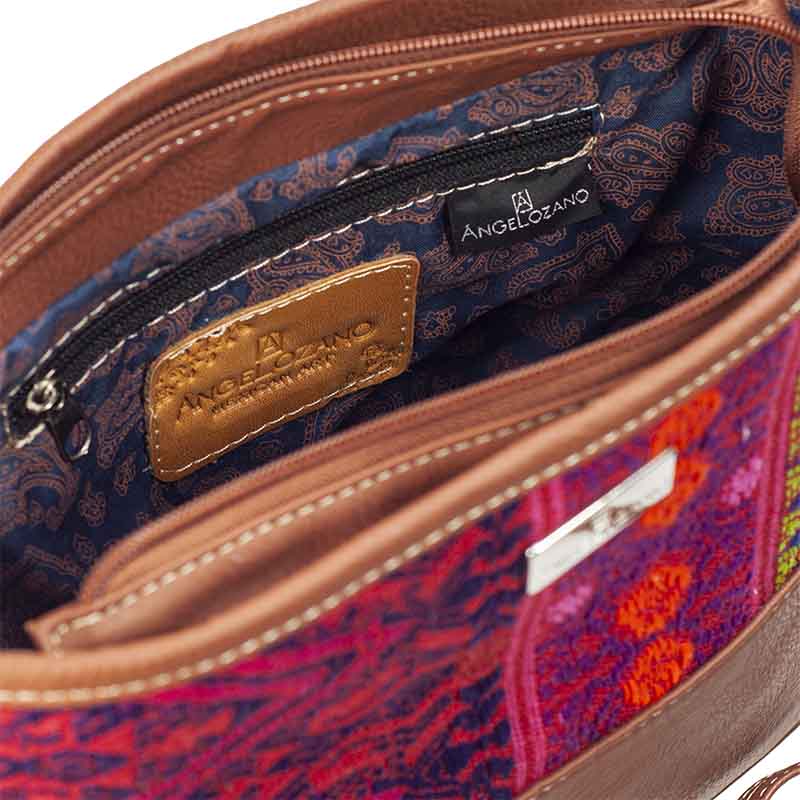 Bolsod Crossbody AngeLozano de piel sintética con Telar Artesanal Étnico varios colores Modelo Lupita