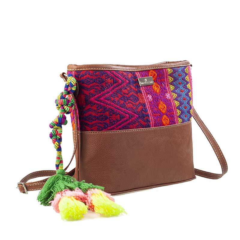 Bolsod Crossbody AngeLozano de piel sintética con Telar Artesanal Étnico varios colores Modelo Lupita