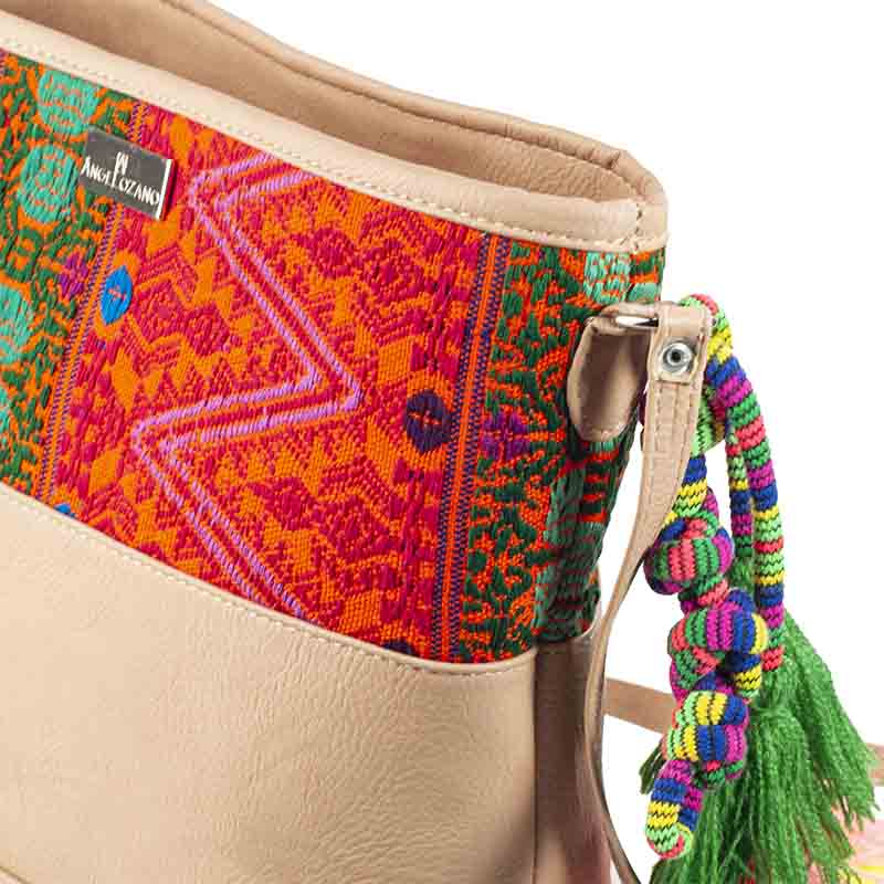 Bolsod Crossbody AngeLozano de piel sintética con Telar Artesanal Étnico varios colores Modelo Lupita
