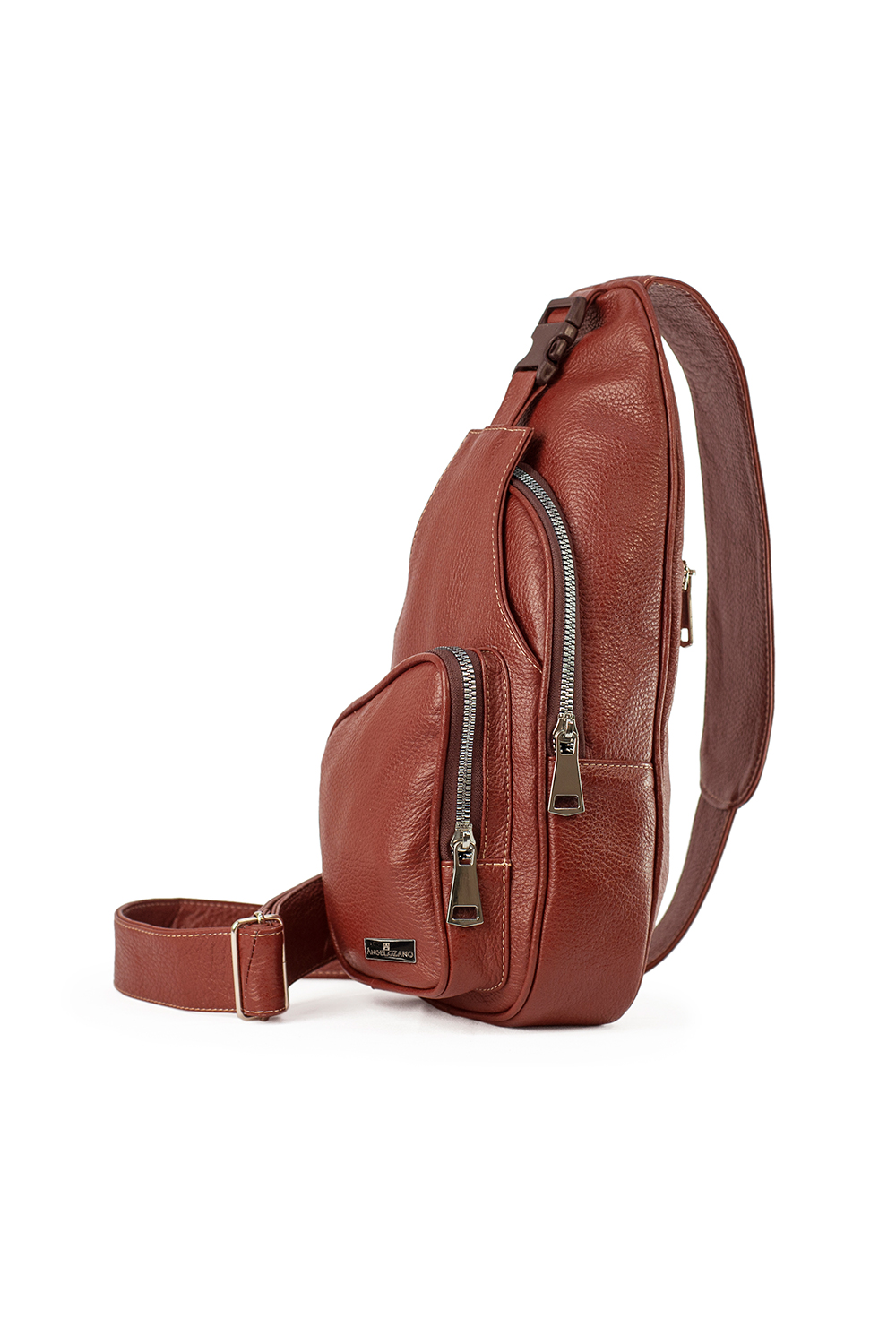 Pechera AngeLozano de piel para caballero color Café Modelo Mariano