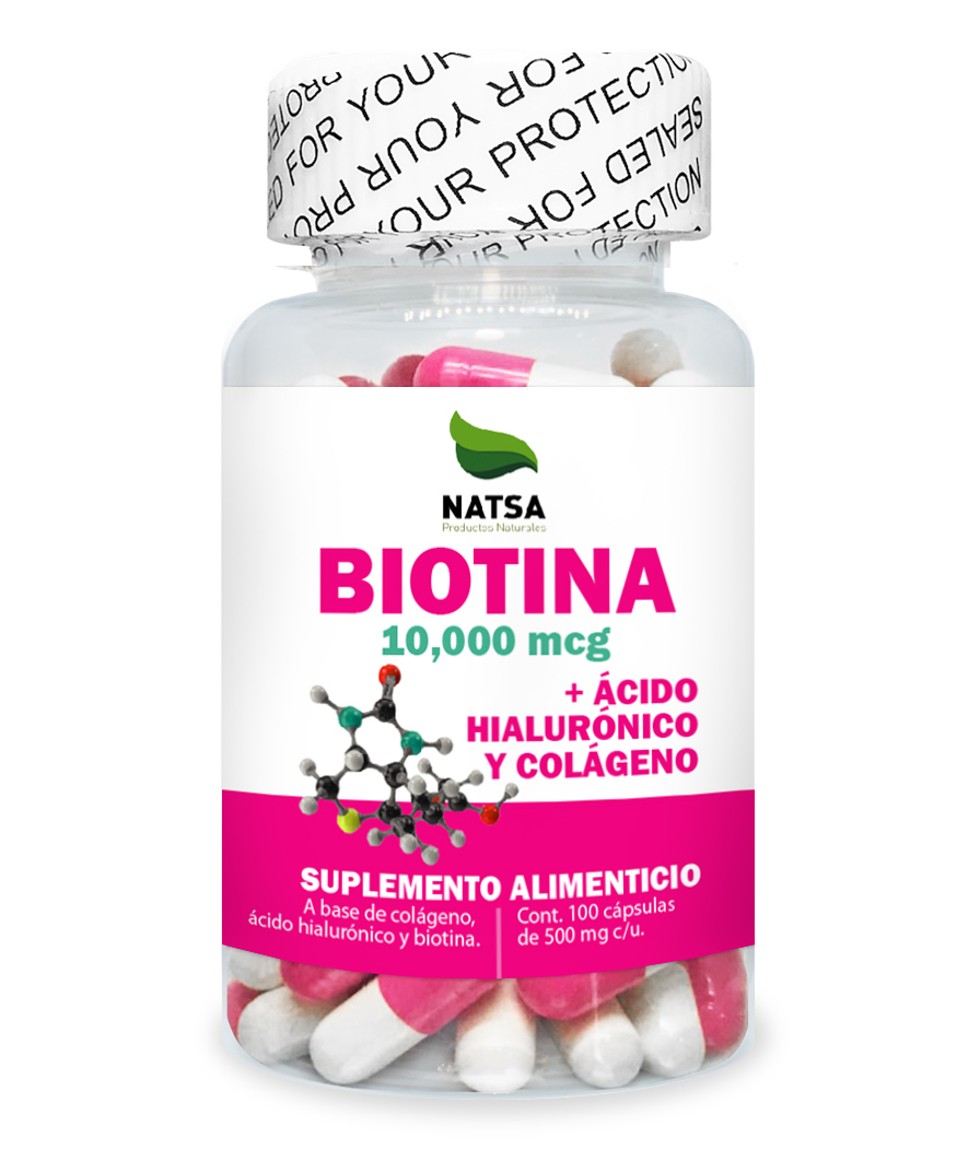 Biotina 10,000 Mcg Con Acido Hialuronico Y Colageno 100 Caps