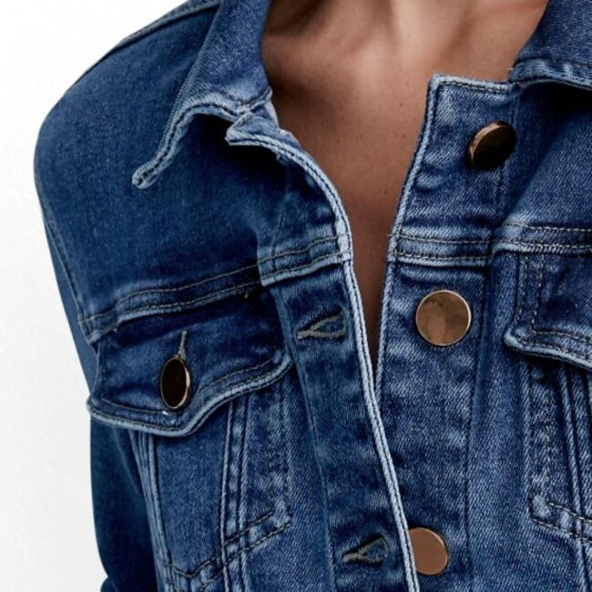 Chamarra para mujer, casual, de mezclilla, dos tonalidades de azul, marca Holly Land, 996978-79