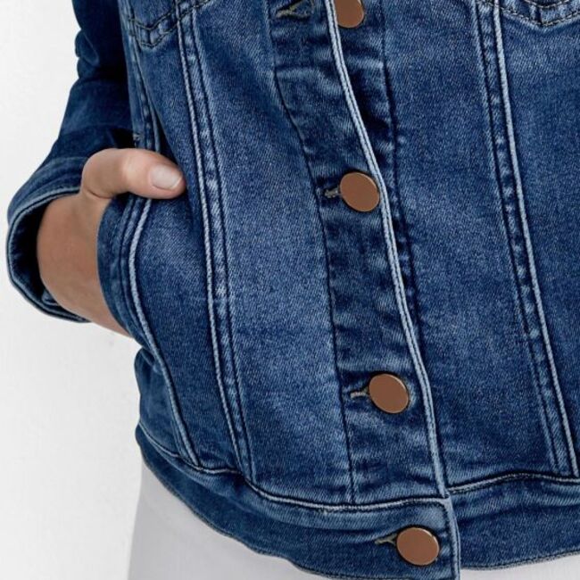 Chamarra para mujer, casual, de mezclilla, dos tonalidades de azul, marca Holly Land, 996978-79