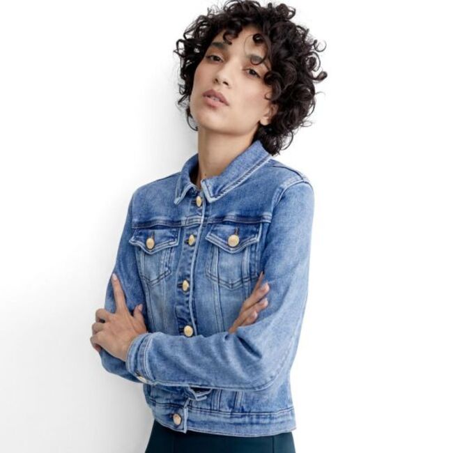 Chamarra para mujer, casual, de mezclilla, dos tonalidades de azul, marca Holly Land, 996978-79