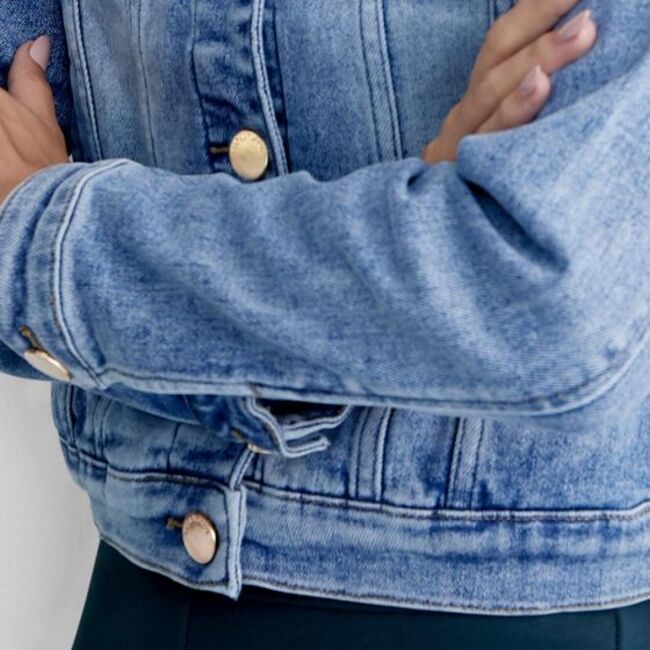 Chamarra para mujer, casual, de mezclilla, dos tonalidades de azul, marca Holly Land, 996978-79