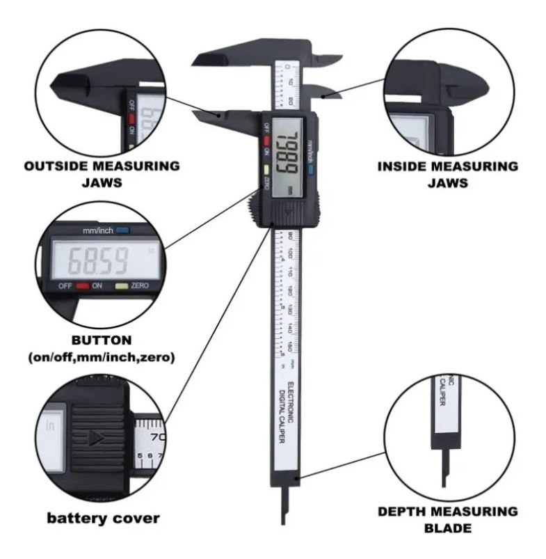 Calibrador Vernier Vernier Digital Pie De Rey 6in 156mm B