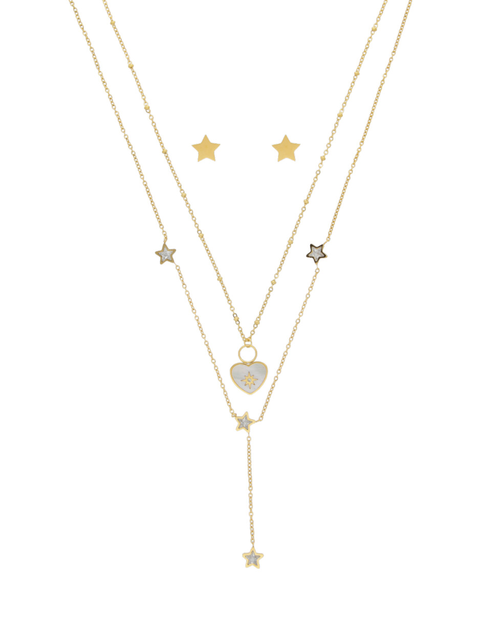 NUVI Set de joyería Cadenas Corazón Perla Madre Estrella