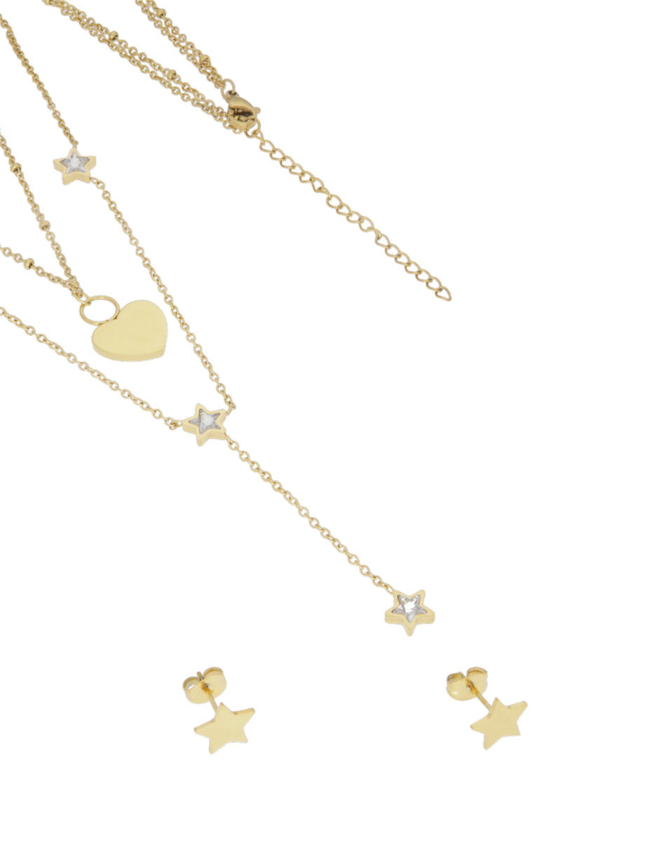 NUVI Set de joyería Cadenas Corazón Perla Madre Estrella