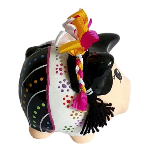 Alcancia puerquito vestido de muñeca lele (queretana) Mexicana