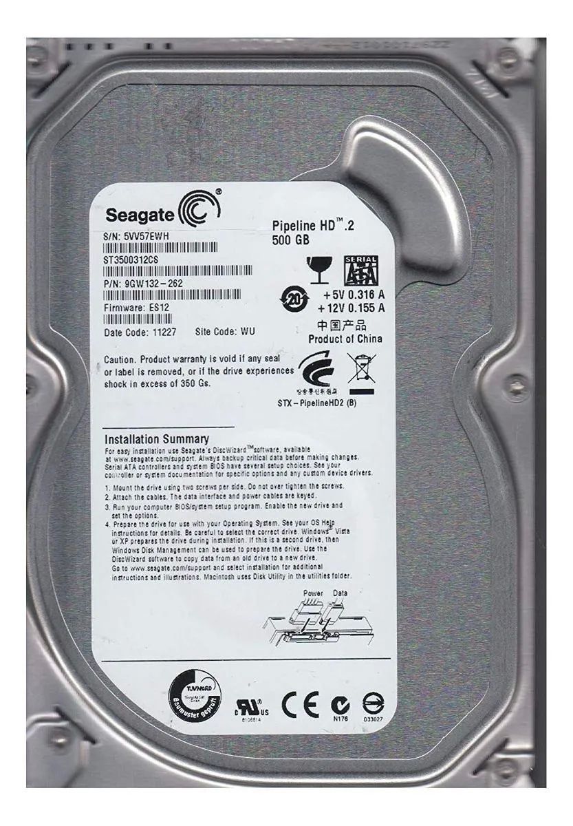 Disco Duro Interno Seagate Pipeline Hd St3500312cs 500gb PC, DVRS