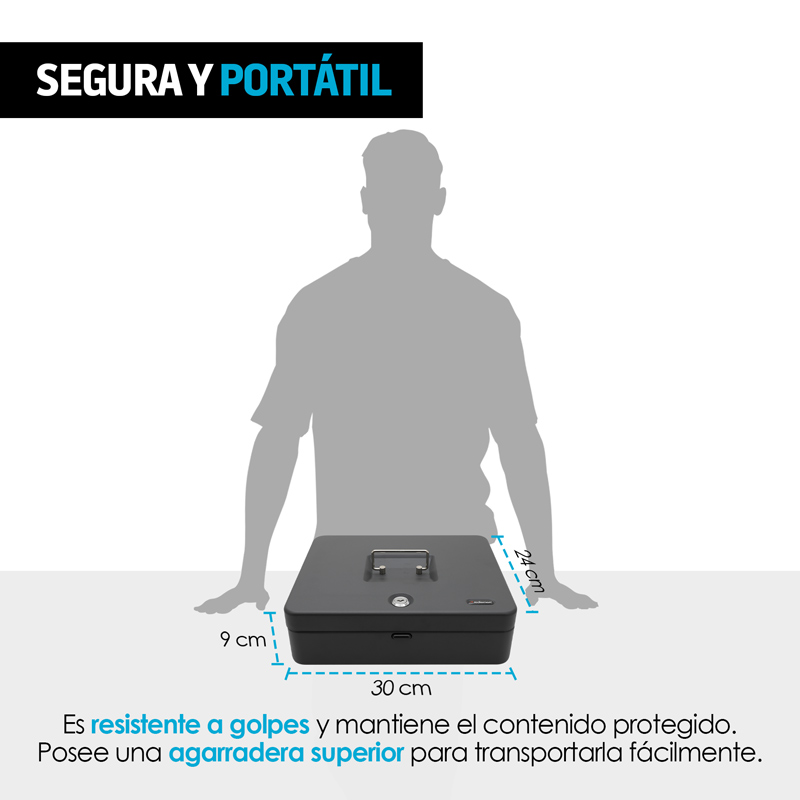 Caja de Seguridad para Dinero Efectivo con Cerradura 2 Llaves Redlemon