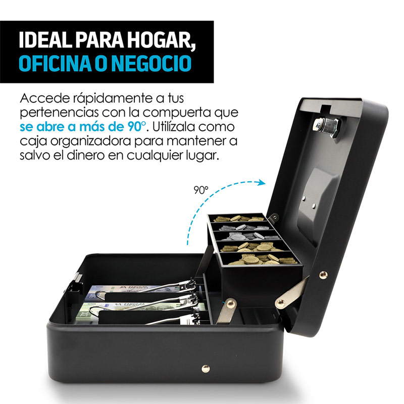 Caja de Seguridad para Dinero Efectivo con Cerradura 2 Llaves Redlemon