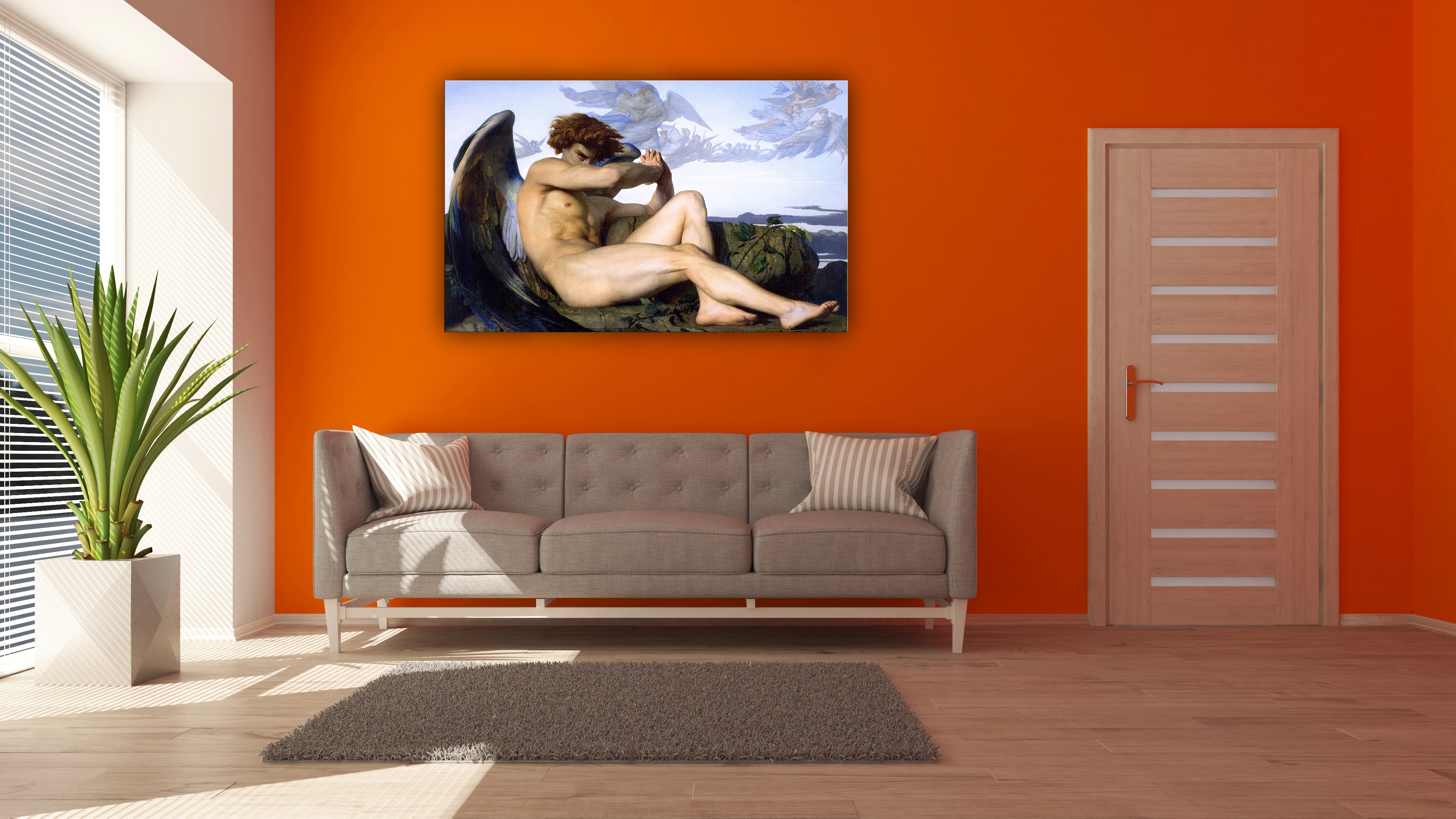 Cuadro Decorativo Lienzo Canvas - Angel Caido 80x120 - Alexandre Cabanel - Listo para Colgar