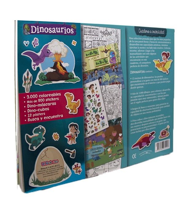Libro infantil/ cuaderno de creatividad Dinosaurios/ niños color/ aprendizaje