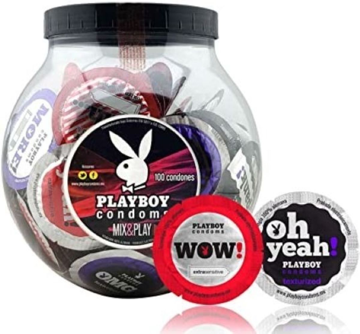 Playboy Condoms Vitrolero Con 100 Condones Mix & Play