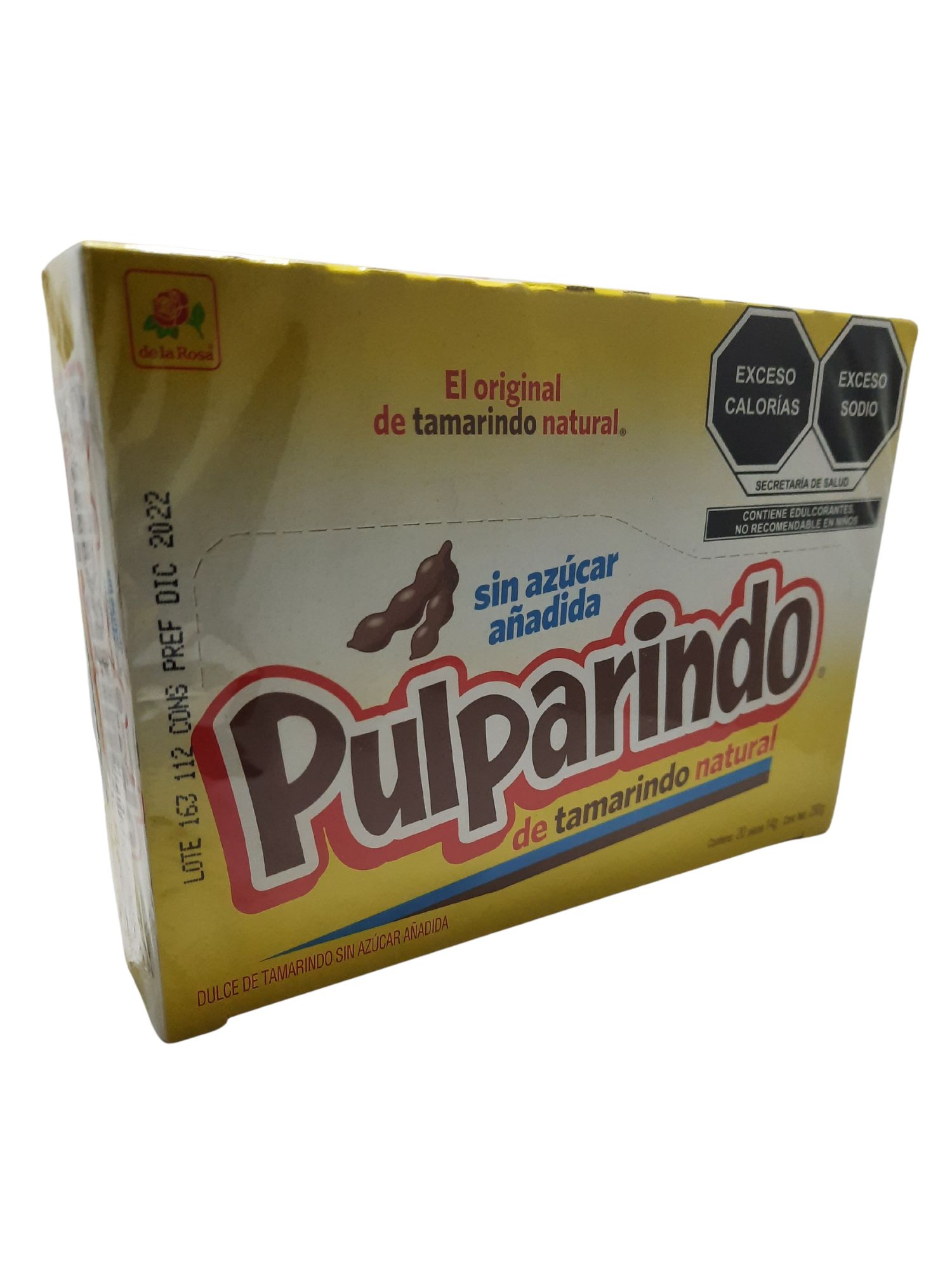 Pulparindo Sin Azúcar Añadida De la Rosa Tamarindo 20 PZ 14 g