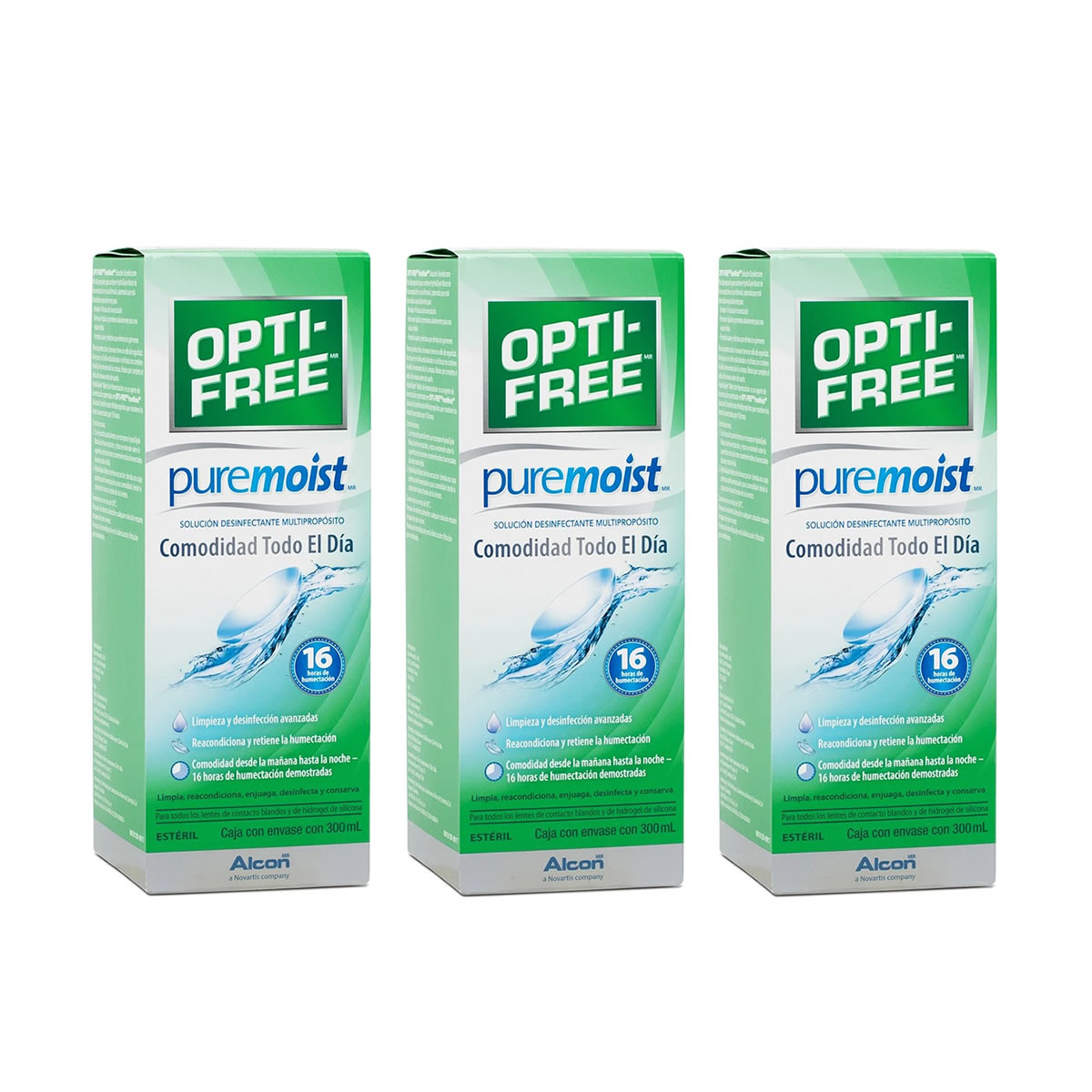 Solución Desinfectante Multipropósito Opti-Free Puremoist 3 Piezas CST