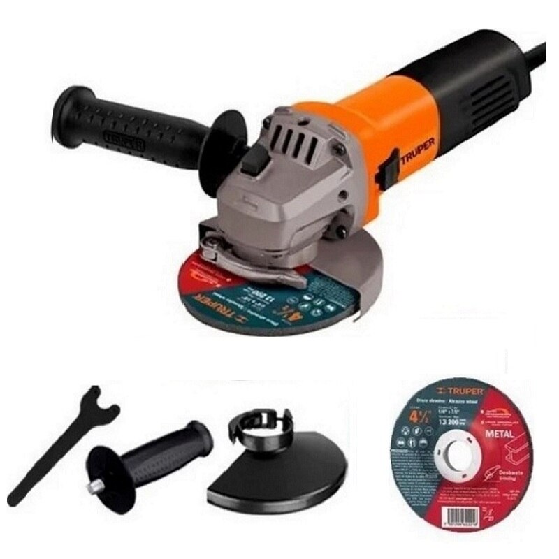 Esmeriladora Angular de 4 1/2 Profesional Truper de 700W ESMA-4-1/2A12 Cortar Desbastar Cortadora Pulidora