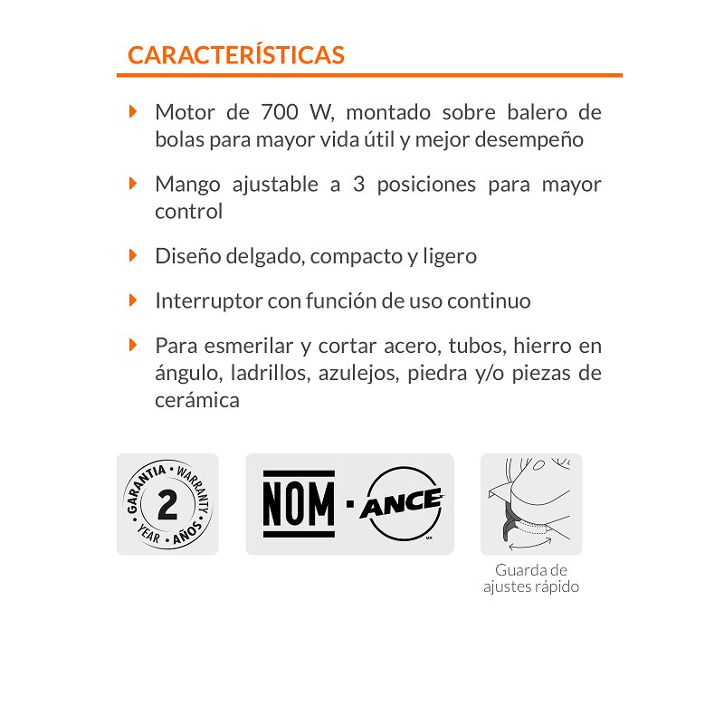 Esmeriladora Angular de 4 1/2 Profesional Truper de 700W ESMA-4-1/2A12 Cortar Desbastar Cortadora Pulidora