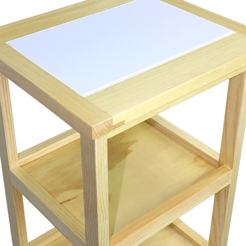 Mesa Auxiliar para Cocina NORVAL Muebles Sicilia con 4 ruedas y entrepaños de Madera Cubierta Cerámica Color Natural