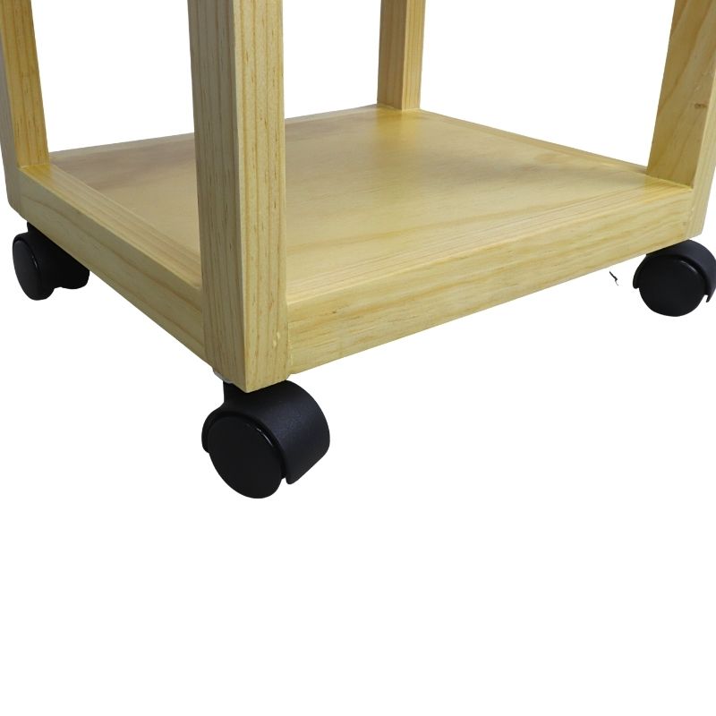 Mesa Auxiliar para Cocina NORVAL Muebles Sicilia con 4 ruedas y entrepaños de Madera Cubierta Cerámica Color Natural