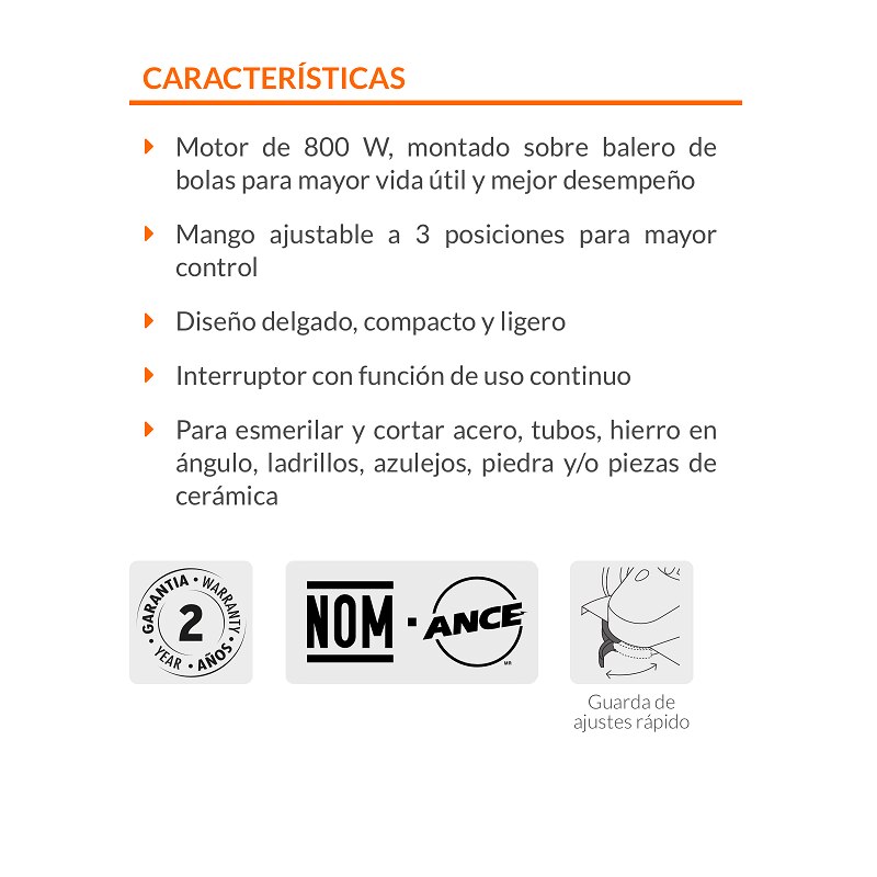 Esmeriladora Angular de 4 1/2 Profesional Truper de 800W ESMA-4-1/2A9 Cortar Desbastar cortadora Pulidora