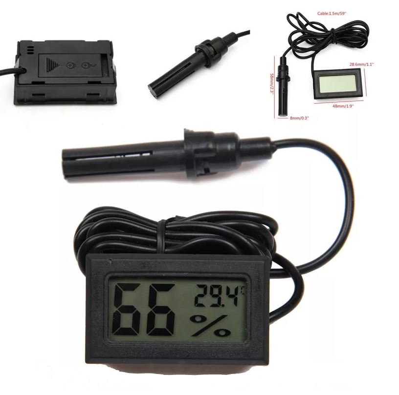 Termómetro Higrómetro Digital De Sonda Medidor De Humedad Negro