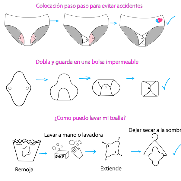 Toallas sanitarias menstruales de tela  ecológicas reutilizables