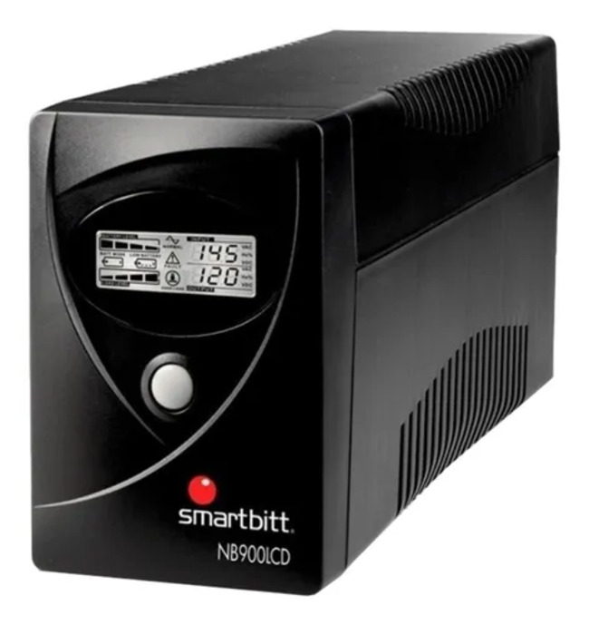 Ups Regulador de voltaje Smartbitt SNBb900lcd 900va entrada de 220v Ca y salida de 120v Ca Negro 6 contactos