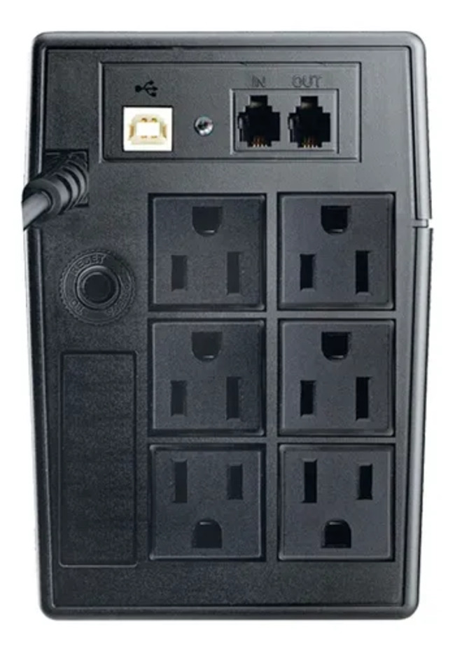 Ups Regulador de voltaje Smartbitt SNBb900lcd 900va entrada de 220v Ca y salida de 120v Ca Negro 6 contactos