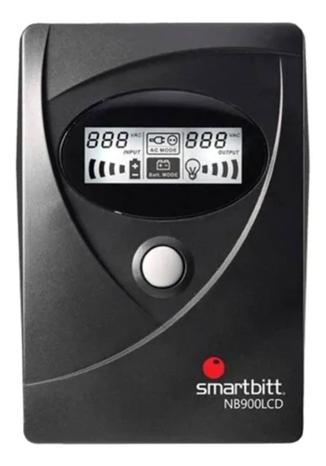 Ups Regulador de voltaje Smartbitt SNBb900lcd 900va entrada de 220v Ca y salida de 120v Ca Negro 6 contactos