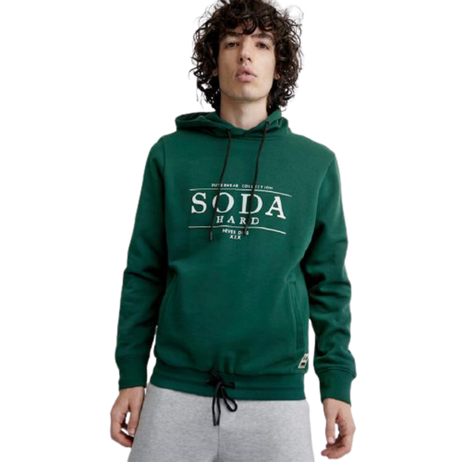 Sudadera para hombre, casual, marca Hard Soda, verde, con capucha, 998014