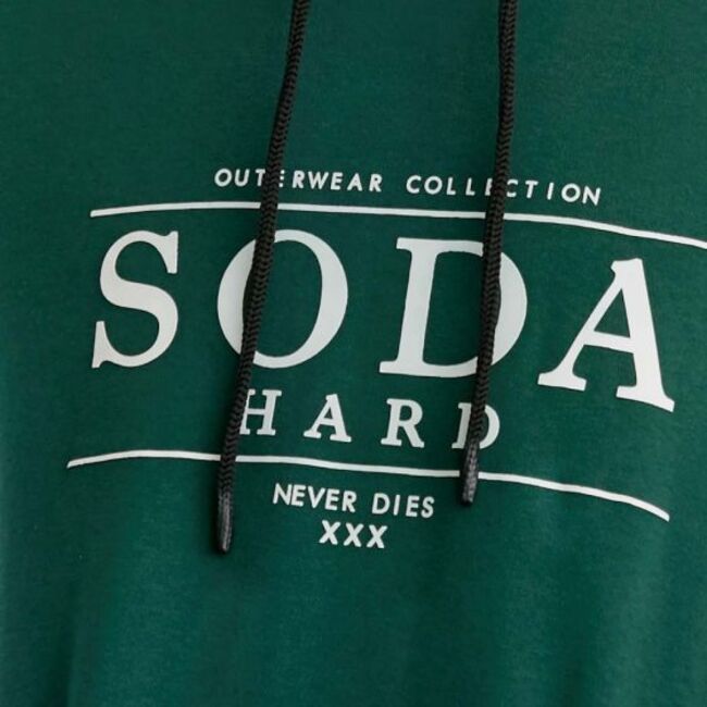 Sudadera para hombre, casual, marca Hard Soda, verde, con capucha, 998014