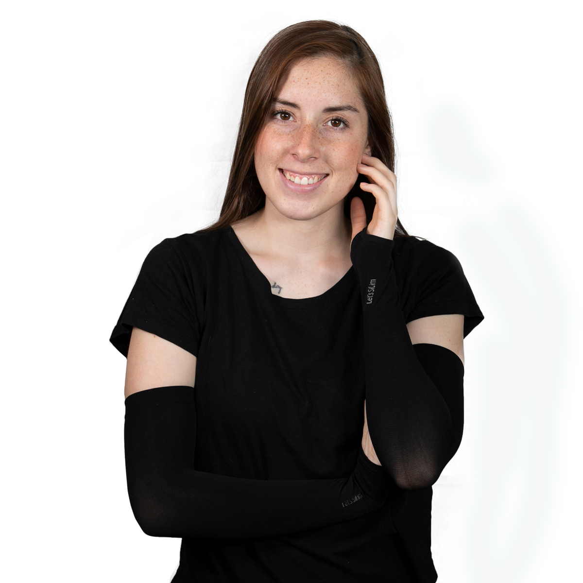 Mangas Protectora Solar Uv Licra Deportiva Brazos Manos Par Negro