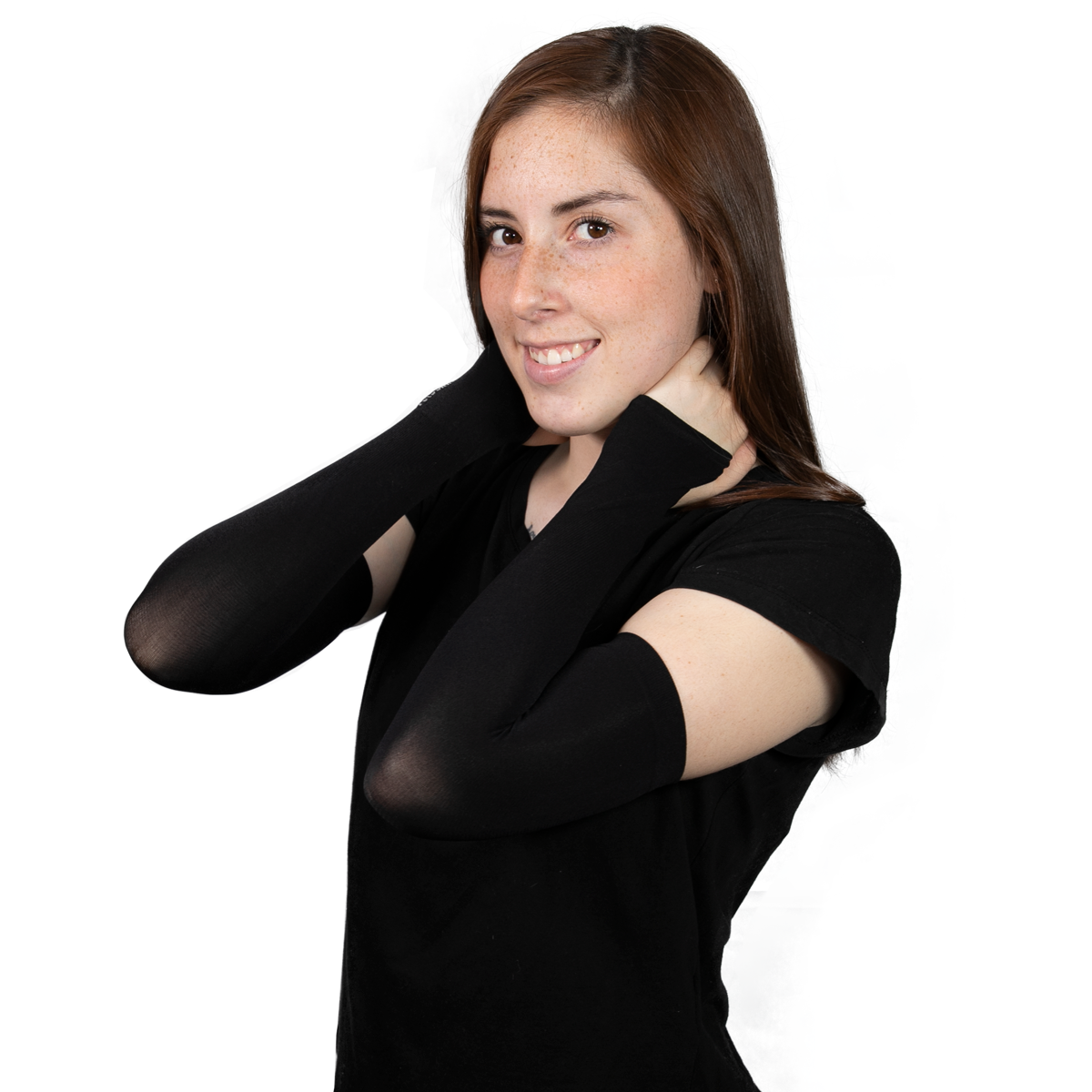 Mangas Protectora Solar Uv Licra Deportiva Brazos Manos Par Negro