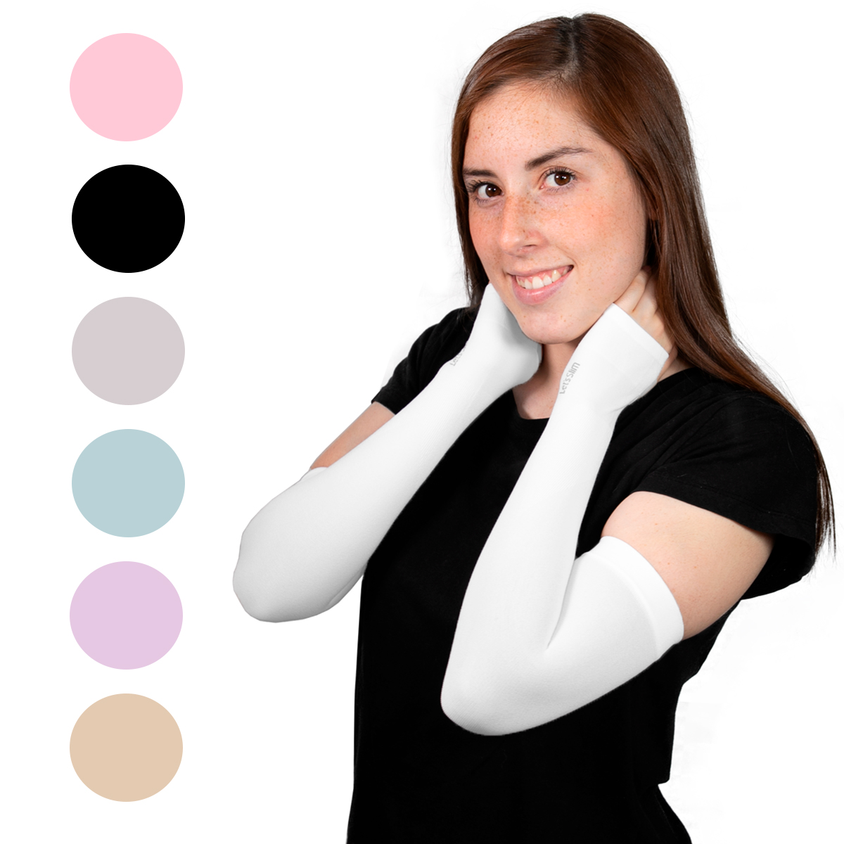 Mangas Protectora Solar Uv Licra Deportiva Brazos Manos Par Negro