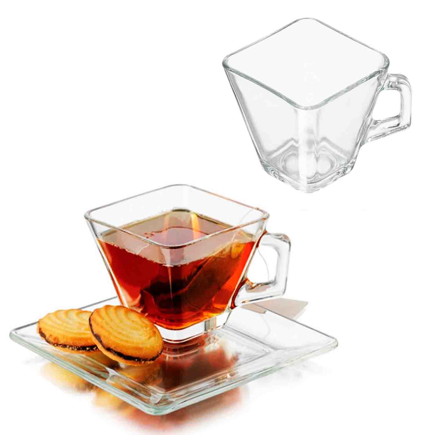 Taza tempo de vidrio cuadrada café capuchino o Té Libbey 0770 - 12 piezas