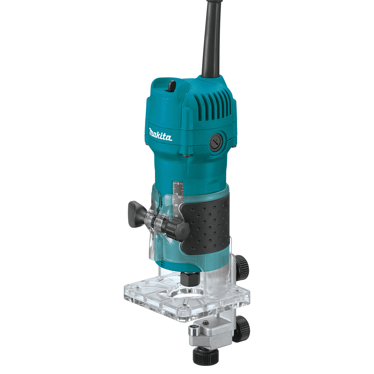Recortadora Router Makita 3709 de 530W con Cople de 1/4" produce 30,000 RPM para un corte liso y aplicaciones de burilado ligero + juego de 15 Brocas en estuche de madera