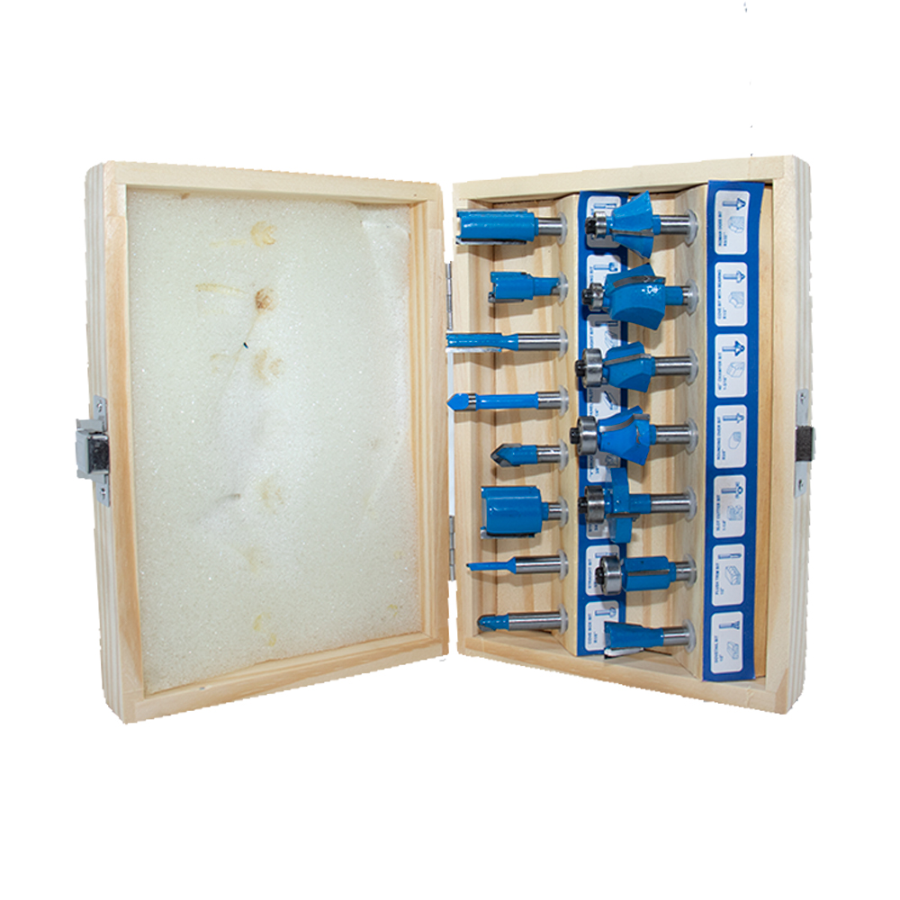 Recortadora Router Makita 3709 de 530W con Cople de 1/4" produce 30,000 RPM para un corte liso y aplicaciones de burilado ligero + juego de 15 Brocas en estuche de madera