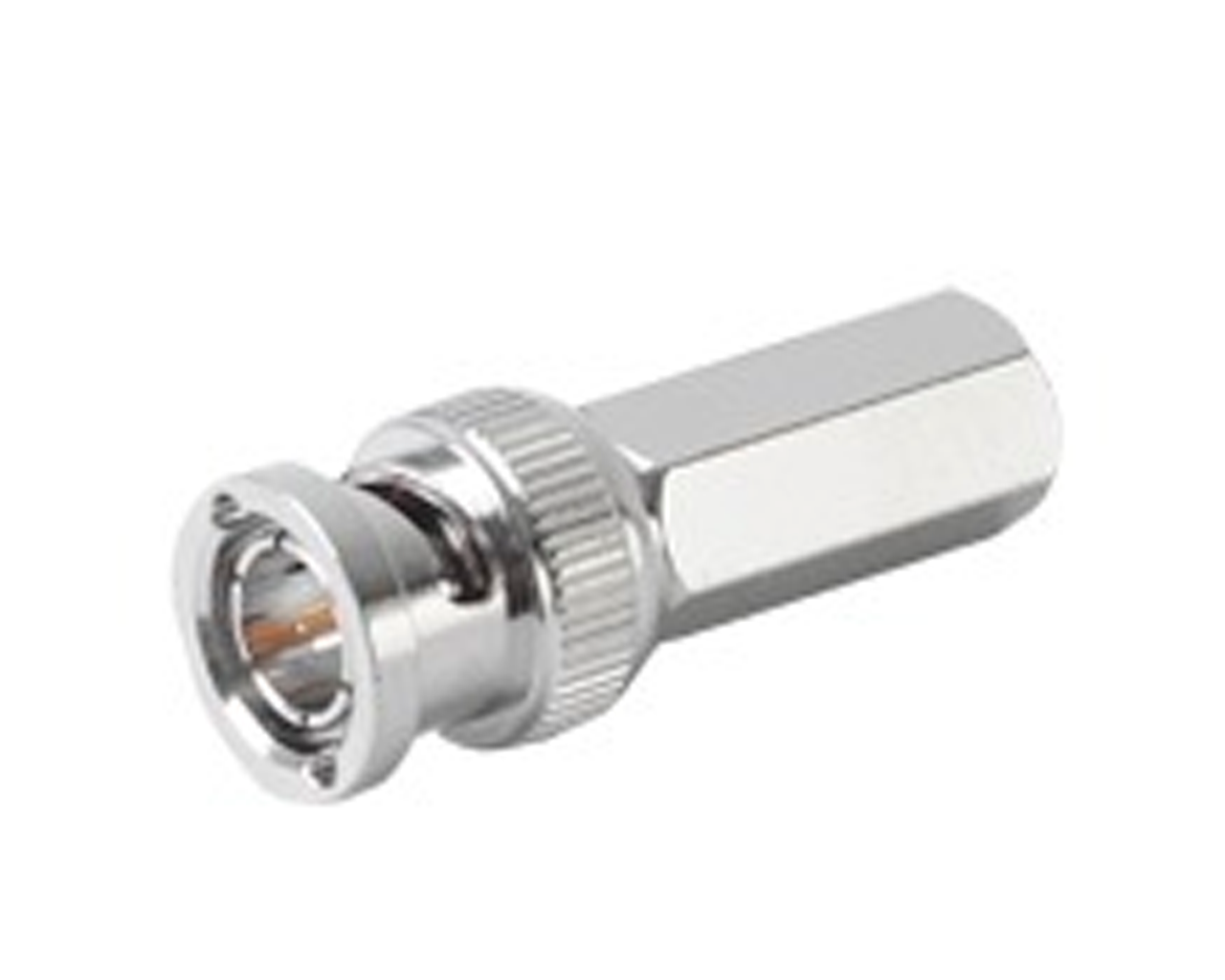 Conector BNC Macho de Ensamble Roscable en SentidoManecillas de Reloj para Cable Coaxial RG59/U, Níquel/ Oro/ Teflón.