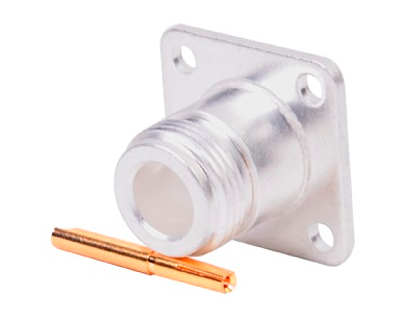 Conector N Hembra, montaje con 4 perforaciones a 18 mm