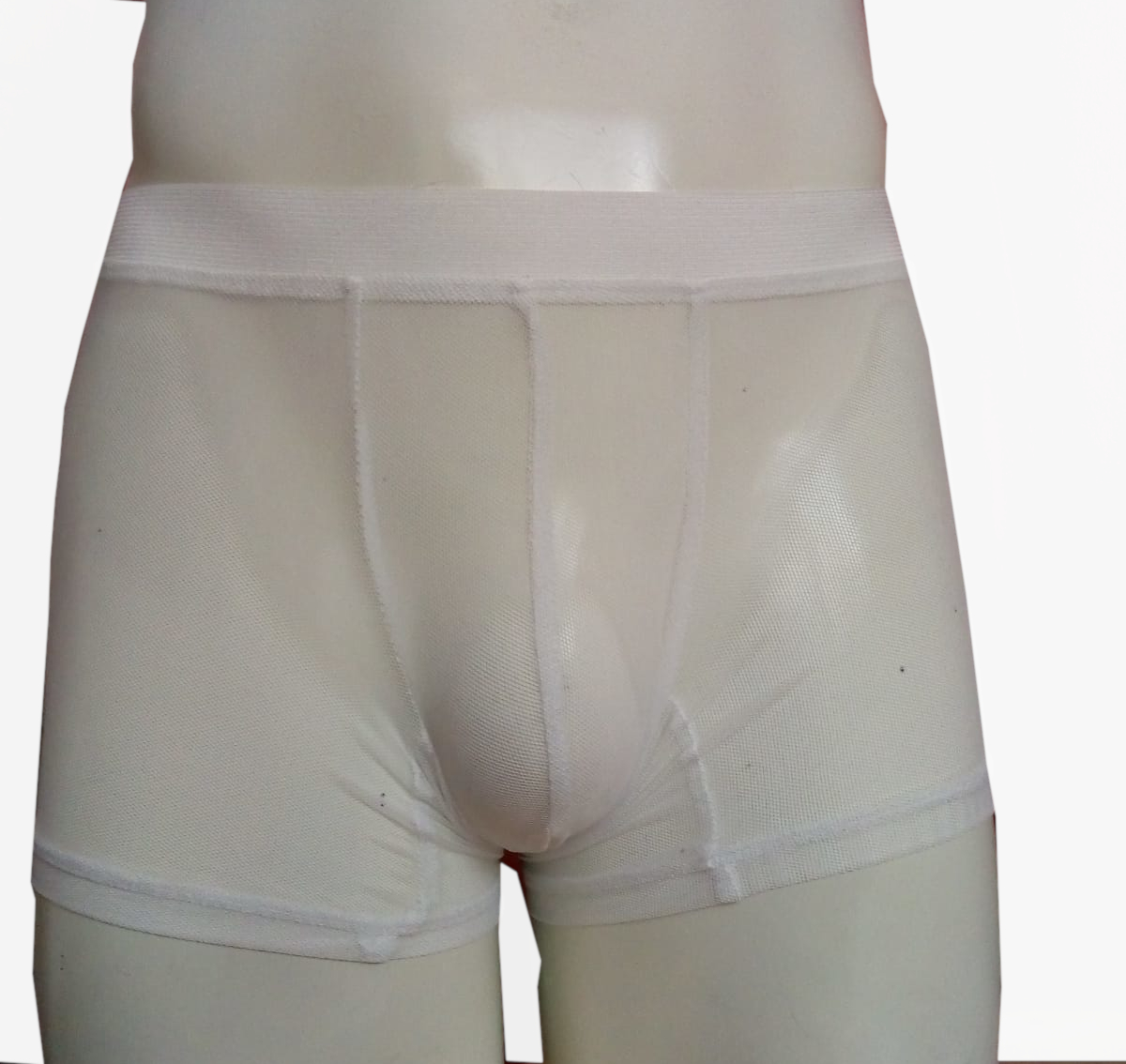 Sexy boxer transparente blanco hombre
