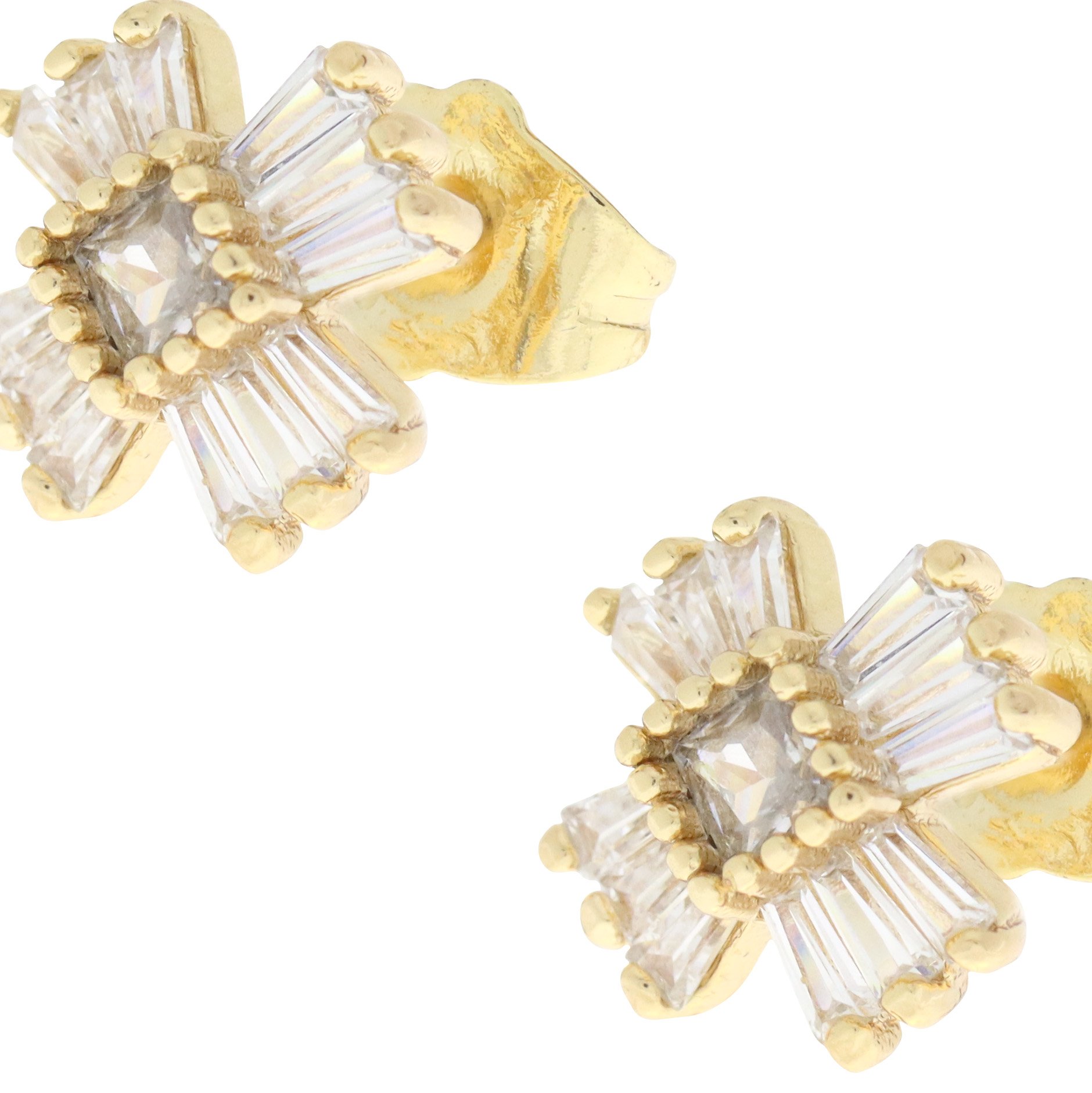 Arete de zirconia con forma de cruz y zirconias blancas