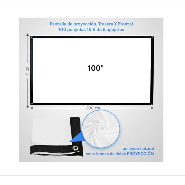 Pantalla Para Proyector Portátil 100 Pulgadas 16:9 Proyección Cine En Casa