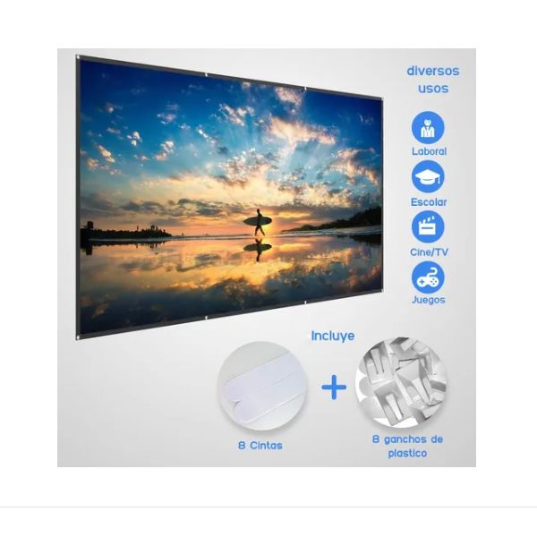 Pantalla Para Proyector Portátil 100 Pulgadas 16:9 Proyección Cine En Casa