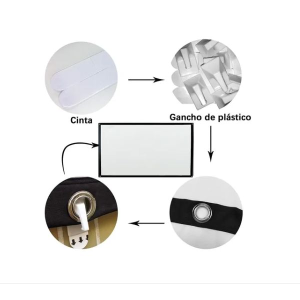 Pantalla Para Proyector Portátil 100 Pulgadas 16:9 Proyección Cine En Casa