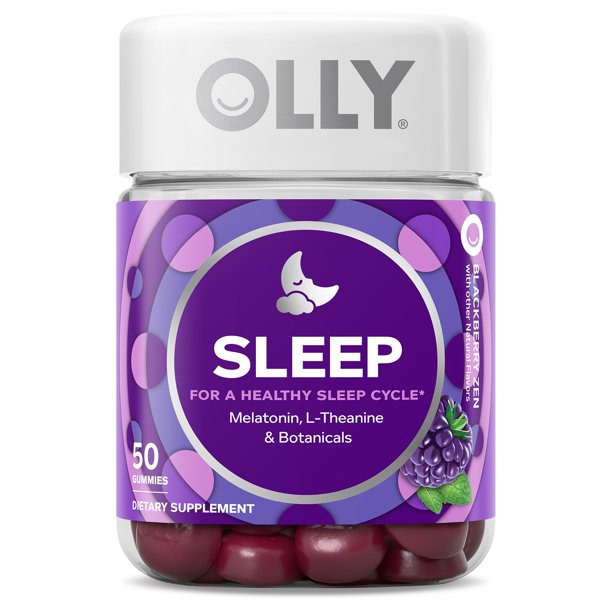 Gomita para dormir OLLY, 3 mg de melatonina, L teanina, manzanilla, mora, 50 u.